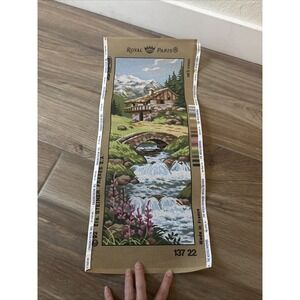 New- Royal Paris 137 22 Mountain Chalet Landscape Printed Needlepoint Canvas